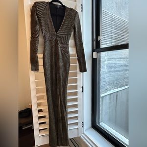 Michael Costello Black and Gold Striped Dress